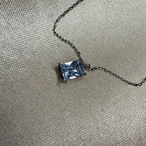 Express Silver Necklace with Clear Gemstone